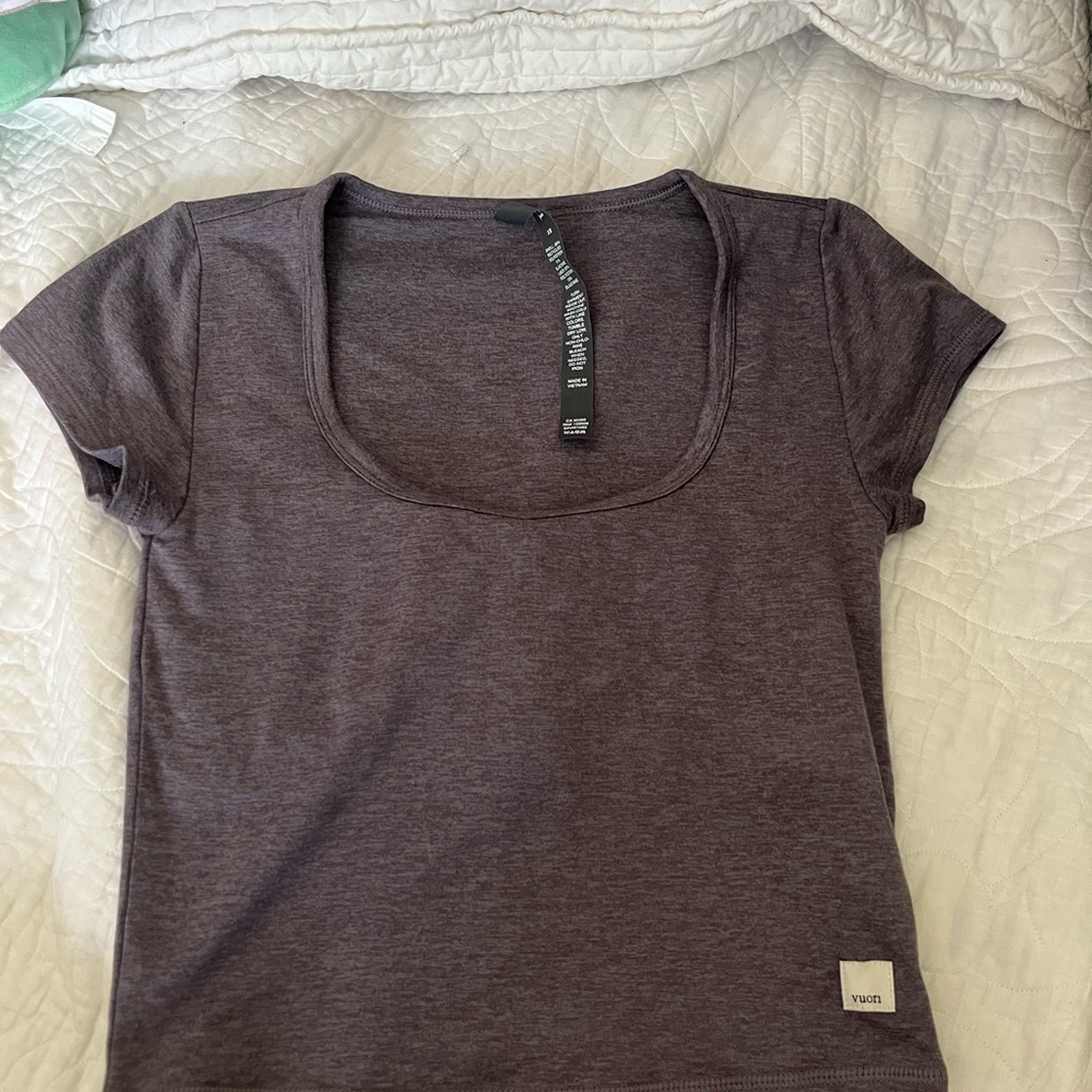 Vuori Azure Heather Fitted Crop T-Shirt Short Sleeve